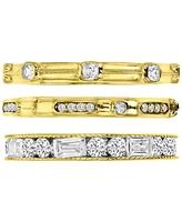 3-Pc. Set Cubic Zirconia Round & Baguette Polished Stack Rings
