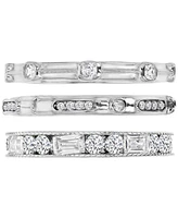 3-Pc. Set Cubic Zirconia Round & Baguette Polished Stack Rings