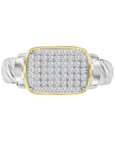 Cubic Zirconia Rectangular Cluster Twist Rope Statement Ring