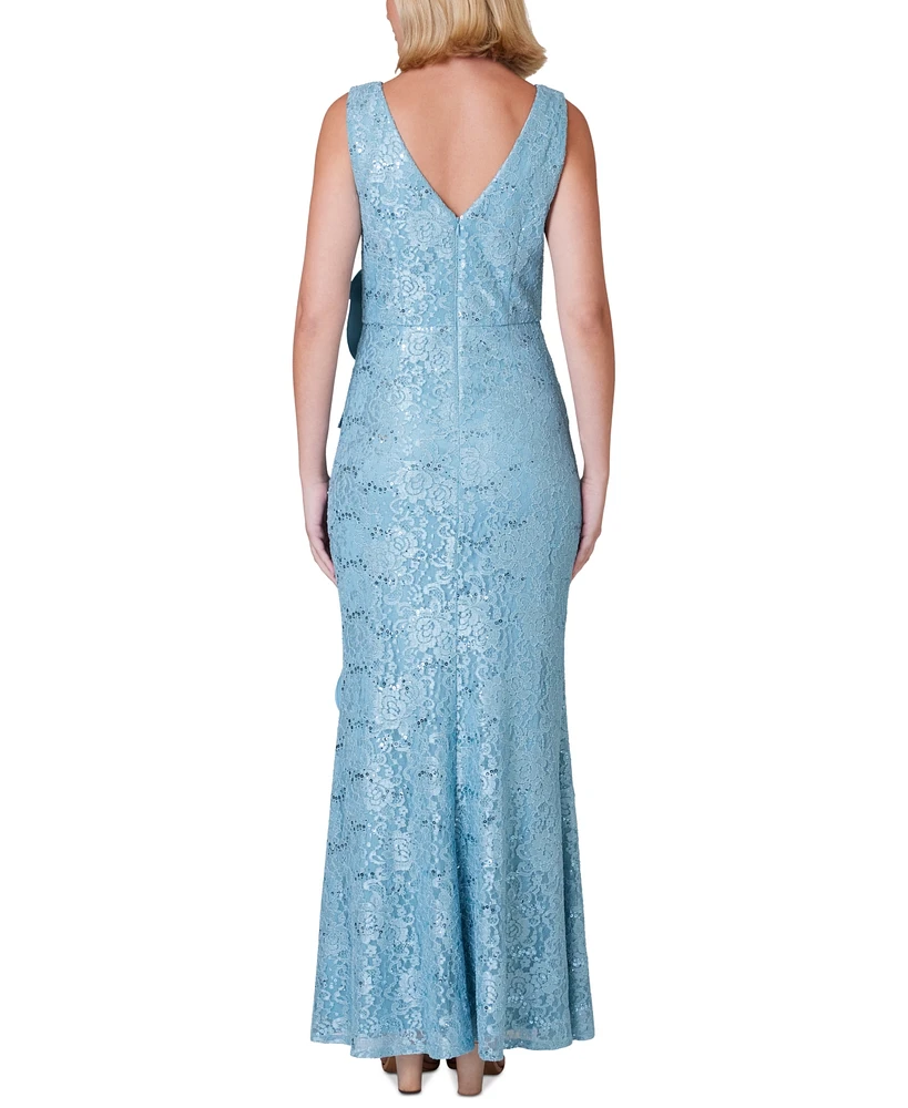 Jessica Howard Petite Sequined Embroidered Gown
