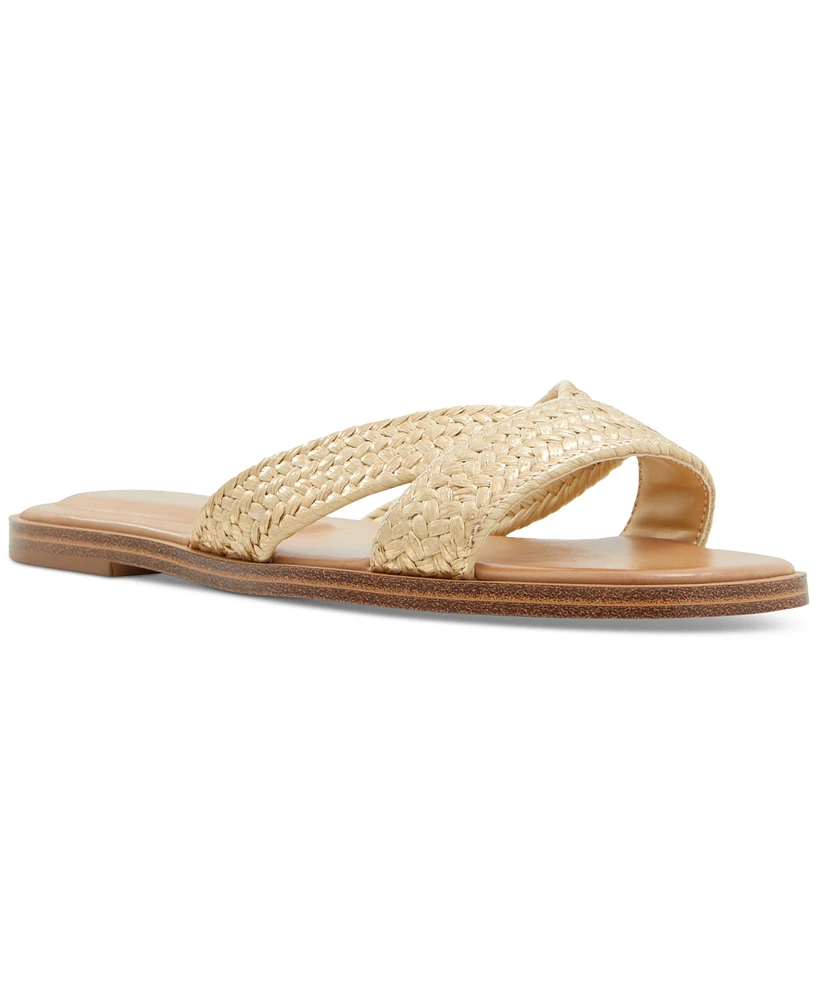 Aldo Women's Caria Raffia Crisscross Slide Flat Sandals