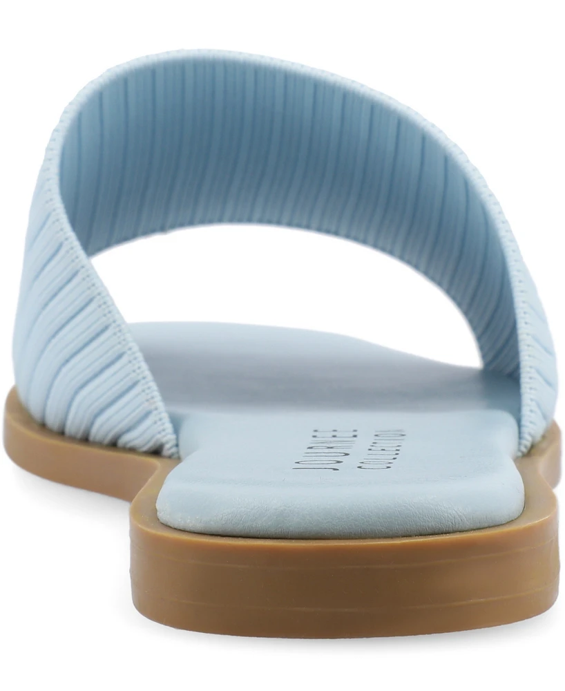 Journee Collection Women's Prisilla Single Band Slide Flat Sandals