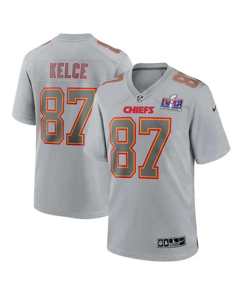 Men's Nike Travis Kelce Gray Kansas City Chiefs Super Bowl Lviii Atmosphere Fashion Game Jersey