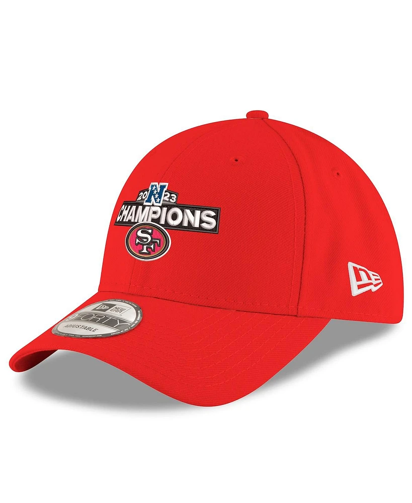 Men's New Era Scarlet San Francisco 49ers 2023 Nfc Champions 9FORTY Adjustable Hat