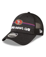 Men's New Era Heather Black San Francisco 49ers Super Bowl Lviii 9FORTY Trucker Adjustable Hat