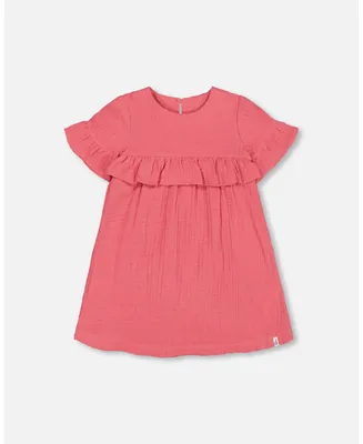 Baby Girl Muslin Dress With Frill Cherry