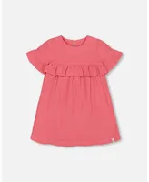 Baby Girl Muslin Dress With Frill Cherry