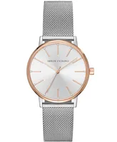 A|X Armani Exchange Women's Three-Hand Silver-Tone Stainless Steel Watch 36mm - Silver