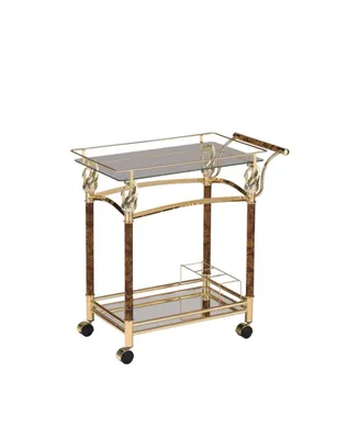 Helmut Serving Cart, Gold Plated & Clear Glass