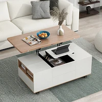 Modern Lift Top Coffee Table Multi Functional Table With 3 Drawers