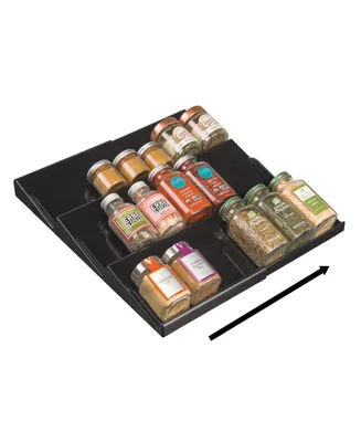 mDesign Expandable Plastic Spice Rack Kitchen Drawer Organizer - 3 Tiers