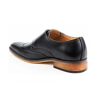 Gino Vitale Men's Monk Strap Brogue Dress Shoes