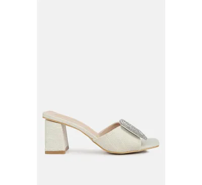 naflah rhinestone embellished slip on sandals
