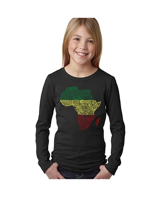 Girl's Word Art Long Sleeve Tshirt- Countries Africa