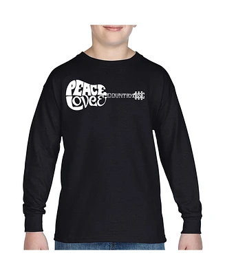 Boy's Word Art Long Sleeve - Peace Love Country T-shirt
