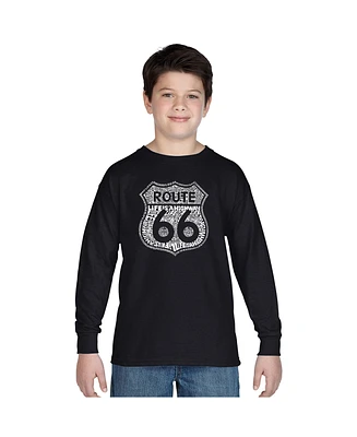 Boy's Word Art Long Sleeve Tshirt - Route 66 Life is a Highway