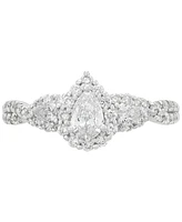 Diamond Pear Three Stone Engagement Ring (1 ct. t.w.) in 14k White Gold