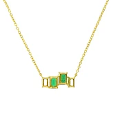 Lab-Grown Emerald (1-1/5 ct. t.w.) & Lab-Grown White Sapphire (3/4 ct. t.w.) Four Stone 18" Collar Necklace in 14k Gold-Plated Sterling Silver