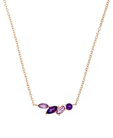 Amethyst (1/3 ct. t.w.) & Rose de France Amethyst (1/3 ct. t.w.) Mixed Cut Cluster 18" Pendant Necklace in 14k Rose Gold-Plated Sterling Silver