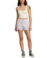 Rvca Juniors' Daylight Cotton High-Rise Zip-Fly Shorts