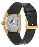 Versace Men's Swiss Black Leather Strap Watch 44mm