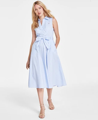 Tommy Hilfiger Women's Cotton Split-Neck A-Line Dress