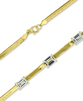 Lab-Grown White Sapphire Three Stone 18" Collar Necklace (2-5/8 ct. t.w.) in 14k Gold-Plated Sterling Silver