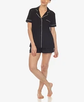 White Mark Women's 2 Pc. Short Sleeve Pajama Set