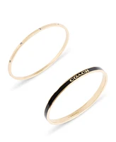 Coach Faux Stone Enamel Signature Bangle Bracelet Set