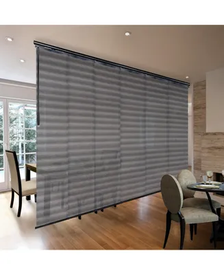 Otto line Black Blind 6-Panel Single Rail Panel Track Extendable 70"-130"W x 94"H, width 23.5"