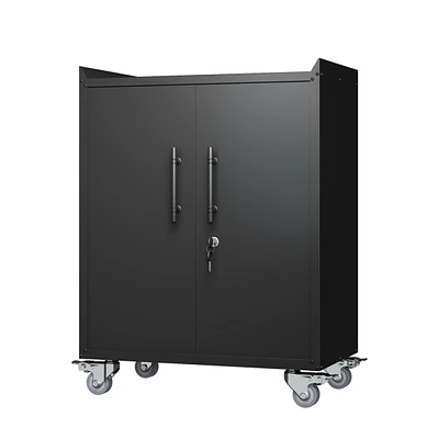 Simplie Fun 2 Door Tool Cabinets For Garage, Lockable Garage Storage Cabinet, Locking Metal Storage Cabinet With Wheels, Rolling Tool Chest, Assembly