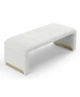 Simplie Fun Modern Ottoman Bench, Sherpa Upholstered, Multi-Usefastcall, Stylish Ottoman Bench