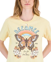 Rebellious One Juniors' Dreamer Butterfly Graphic T-Shirt