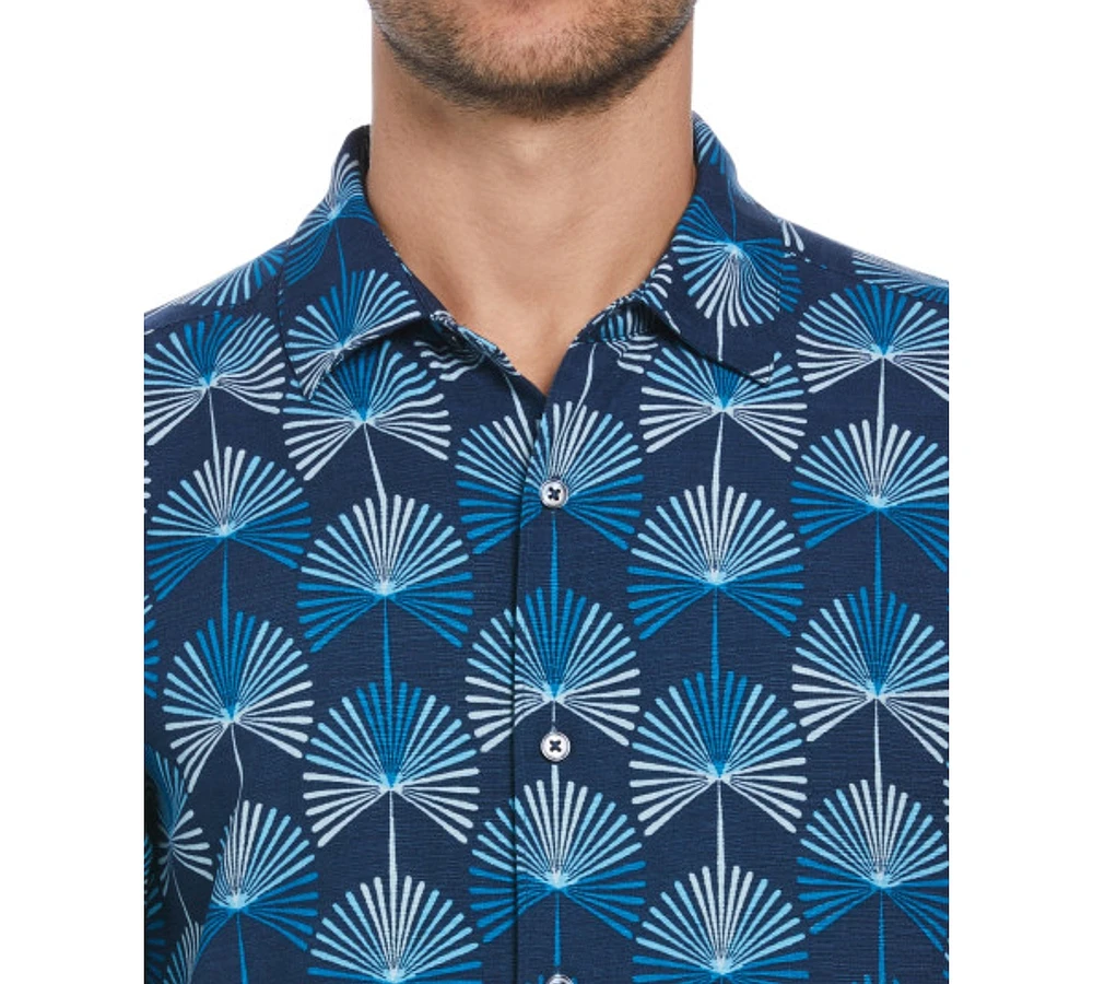 Cubavera Men's Short Sleeve Geometric Botanical Print Button-Front Shirt
