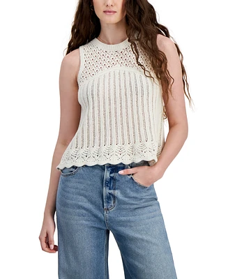 Hooked Up by Iot Juniors' Pointelle Knit Sleeveless Top