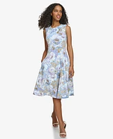 Calvin Klein Women's Floral-Print Sleeveless Fit & Flare Dress