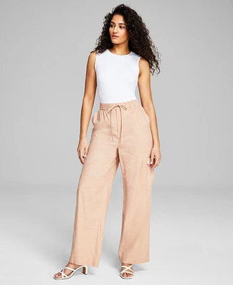 And Now This Women's Linen Blend Cargo Pants, Created for Macy's