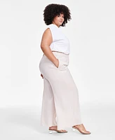 Bar Iii Trendy Plus Pull-On Wide-Leg Pants, Created for Macy's