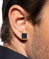 Men's Black Diamond Square Cluster Stud Earrings (1 ct. t.w.) in 10k Gold