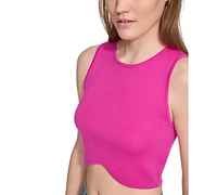 Calvin Klein Jeans Women's Angled-Hem Cropped Crewneck Tank Top