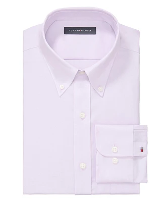 Tommy Hilfiger Men's Th Flex Regular Fit Wrinkle Resistant Stretch Pinpoint Oxford Dress Shirt