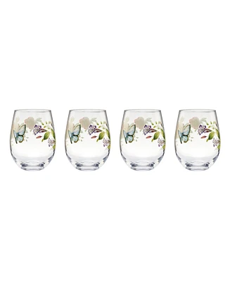 Lenox Butterfly Meadow Stemless Wine Glasses, Set of 4