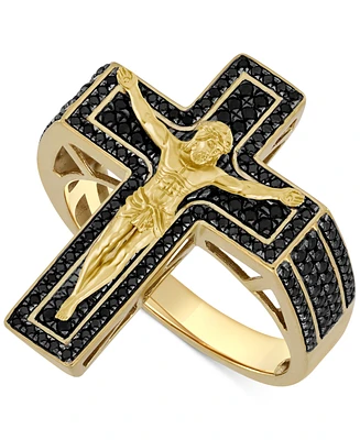 Men's Black Diamond Pave Crucifix Ring (3/4 ct. t.w.) in 10k Gold