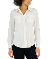 Anne Klein Women's Convertible-Sleeve Utility Shirt