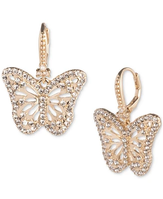 Marchesa Gold-Tone Crystal Butterfly Drop Earrings