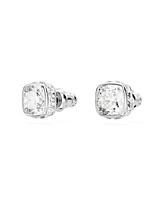 Swarovski Rhodium Plated Square Cut Color Birthstone Stud Earrings