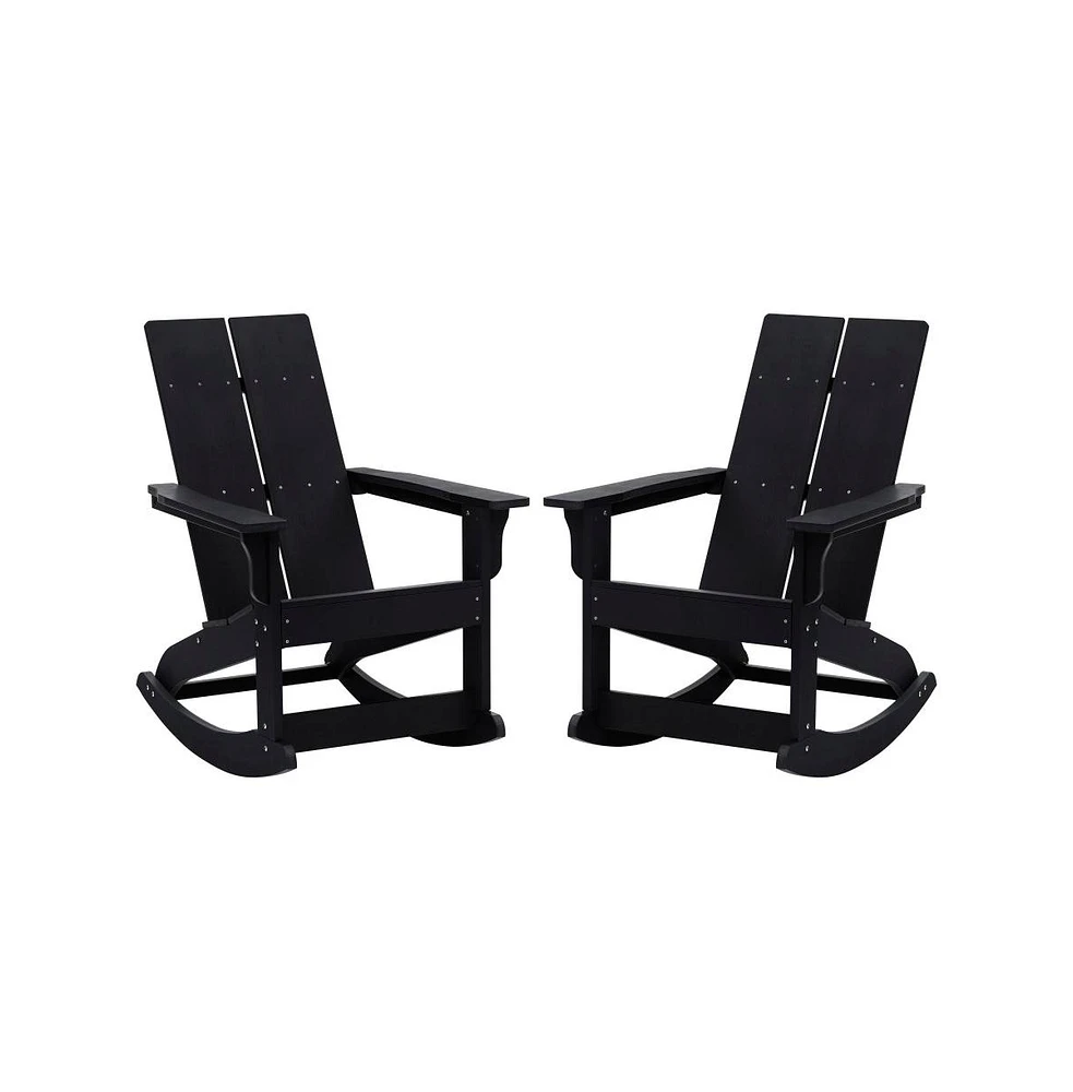 Set Of 2 Wellington Uv Treated All-Weather Polyresin Adirondack Rocking Chair For Patio, Sunroom, Deck And More