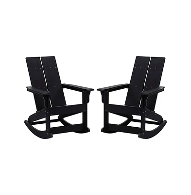 Set Of 2 Wellington Uv Treated All-Weather Polyresin Adirondack Rocking Chair For Patio, Sunroom, Deck And More