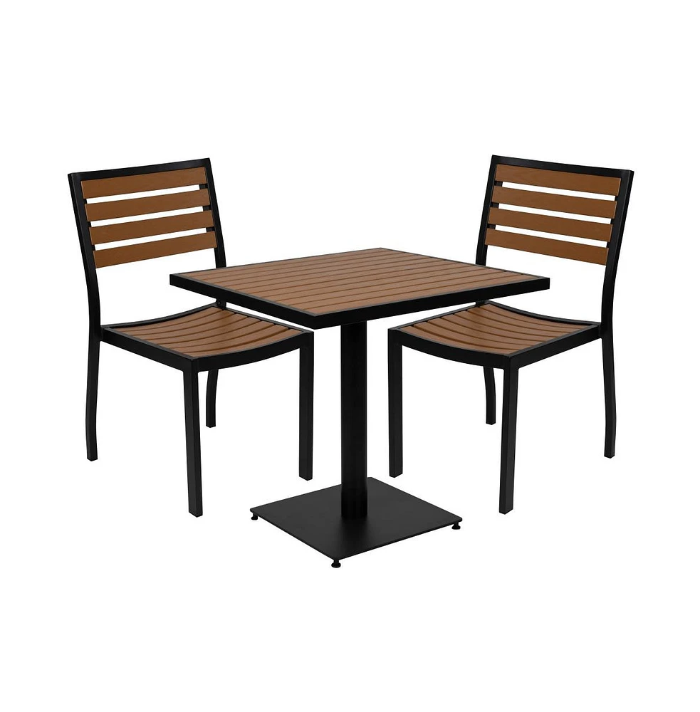 Kersey Piece Patio Table And Chairs Set Faux Wood And Metal Indoor/Outdoor Table And Chairs With All-Weather Purpose