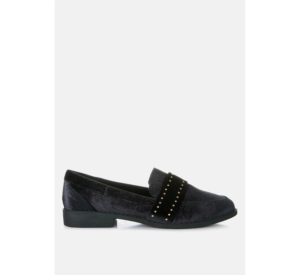 walkin stud detail velvet loafers